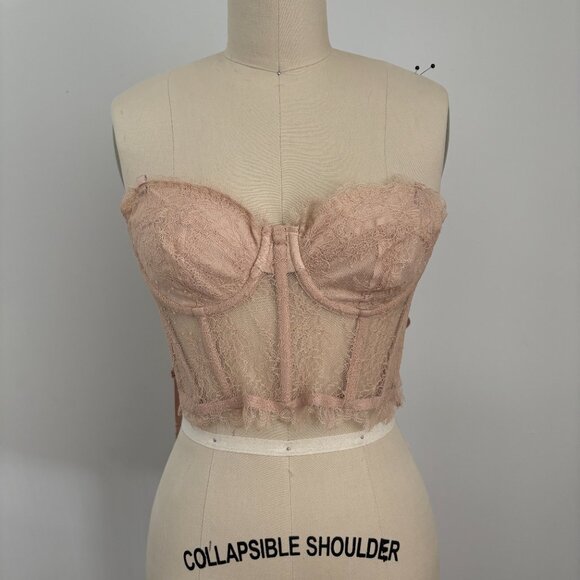 Windsor Women's Lace Appeal Scalloped Lace Bustier Natural Beige Size Small - Picture 5 of 10